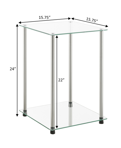 Convenience Concepts 15.75" Glass Designs2go 2 Tier Square End Table In Glass,chrome