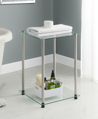 Shop Convenience Concepts 15.75" Glass Designs2go 2 Tier Square End Table In Glass,chrome