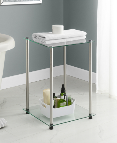 Convenience Concepts 15.75" Glass Designs2go 2 Tier Square End Table In Glass,chrome