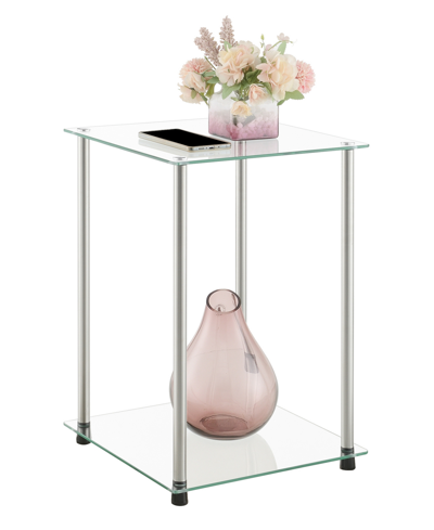 Convenience Concepts 15.75" Glass Designs2go 2 Tier Square End Table In Glass,chrome