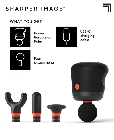 Sharper Image Powerboost Palm Portable Percussion Massager In Black
