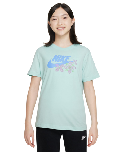 Shop Nike Sportswear Girls' Cotton T-shirt In Blue