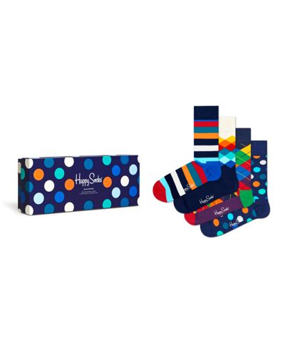 Shop Happy Socks Multi Color Socks Gift Set, Pack Of 4 In Dark Blue