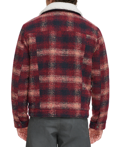 Shop Levi's Men's Plaid Fleece-lined Trucker Jacket In Red Multi
