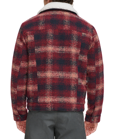 Levi's Men's Plaid Fleece-lined Trucker Jacket In Red Multi