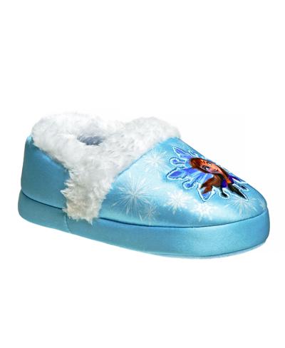 Shop Disney Little Girls Frozen Anna And Elsa Dual Sizes Lightweight Slippers In Blue,white