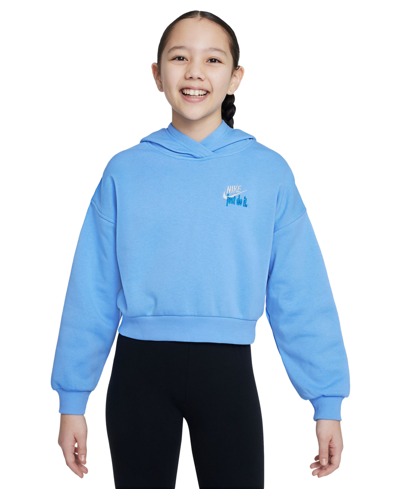 Shop Nike Sportswear Big Girls Club Fleece Oversized Hoodie In Blue