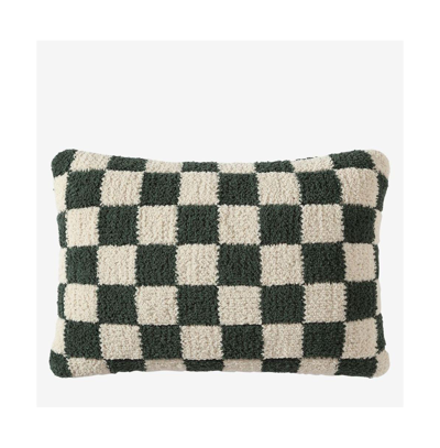 Sunday Citizen Checkerboard Decorative Pillow, 12" X 18" In Moss