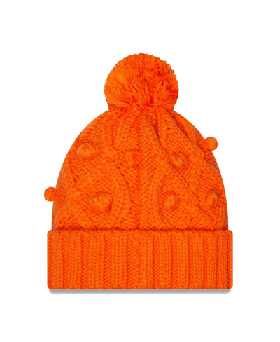 Shop New Era Big Girls  Orange Denver Broncos Toasty Cuffed Knit Hat With Pom