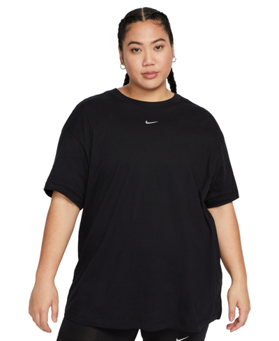 Shop Nike Plus Size Active Sportswear Essential Women's Logo T-shirt In Black,white