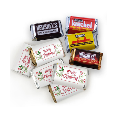 Just Candy 131 Pcs Christmas Candy Chocolate Party Favors Hershey's Miniatures & Red, Green & Silver Kisses (1. In Assorted Pre-pack