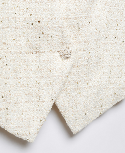 Mango Jewel Button Tweed Vest Ecru In Ecru