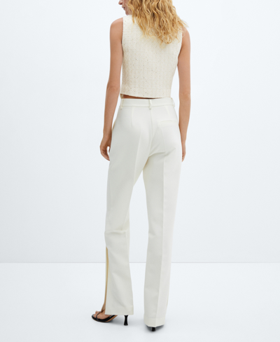 Mango Jewel Button Tweed Vest Ecru In Ecru