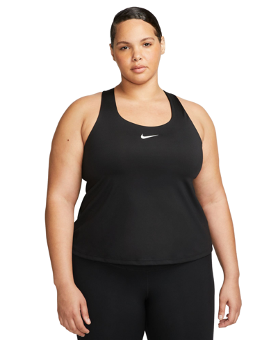 Shop Nike Plus Size Active Medium-support Padded Sports Bra Tank Top In Black