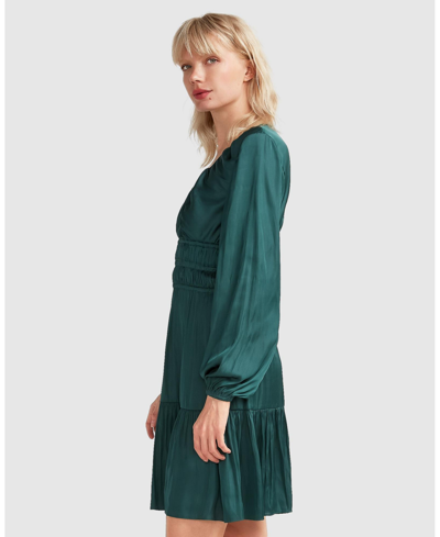 Shop Belle & Bloom Women  Serendipity Long Sleeve Dress In Dark Green