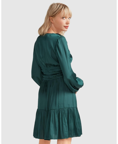 Shop Belle & Bloom Women  Serendipity Long Sleeve Dress In Dark Green