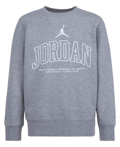 Shop Jordan Big Boys No Look Crewneck Sweatshirt In Carbon Heather