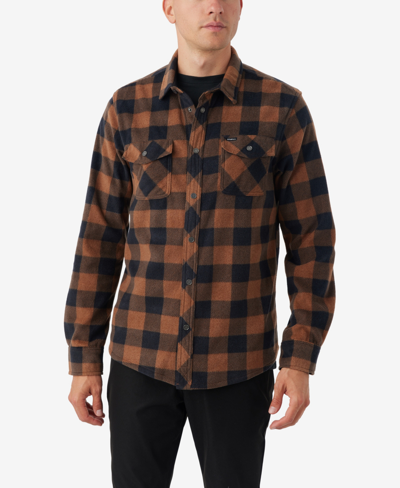 Shop O'neill Men's Glacier Plaid Superfleece Shirt In Medium Brown