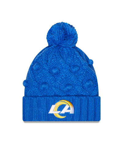 Shop New Era Women's  Royal Los Angeles Rams Toasty Cuffed Knit Hat With Pom