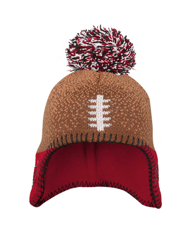 Shop Outerstuff Preschool Boys And Girls Brown, Red Tampa Bay Buccaneers Football Head Knit Hat With Pom In Brown,red