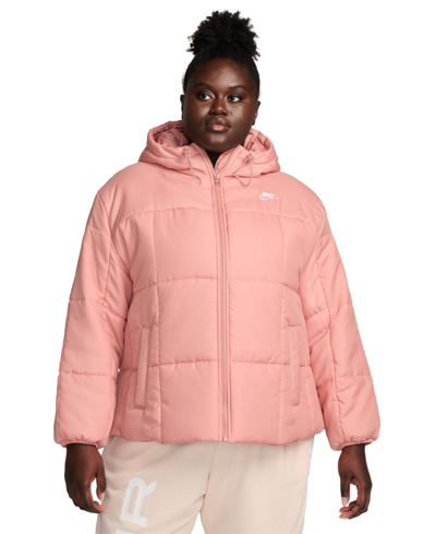 Shop Nike Plus Size Active Sportswear Essential Therma-fit Puffer Jacket In Red Stardust,white