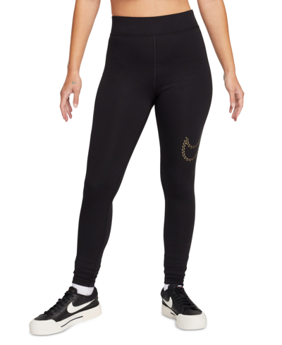 Shop Nike Women's Sportswear Premium Essentials High-waisted Shine Leggings In Black