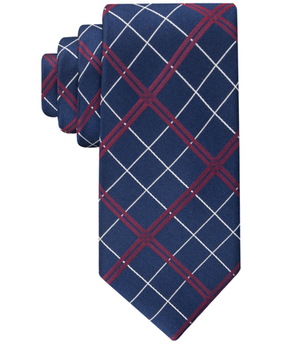 Shop Tommy Hilfiger Men's Windowpane Tie In Red Navy