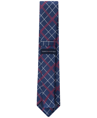 Shop Tommy Hilfiger Men's Windowpane Tie In Red Navy