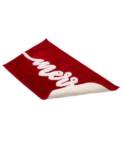 Avanti Merry Festive Script Holiday Bath Rug, 20" X 32" In Red