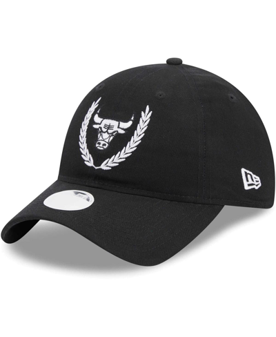 Shop New Era Women's  Black Chicago Bulls Leaves 9twenty Adjustable Hat