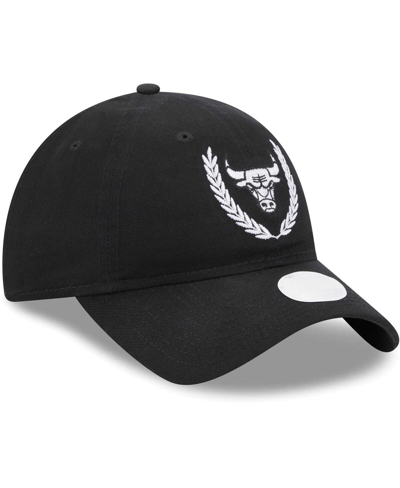 Shop New Era Women's  Black Chicago Bulls Leaves 9twenty Adjustable Hat
