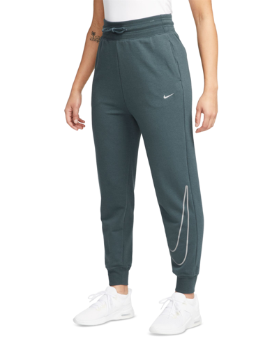 Shop Nike Women's Dri-fit One Jogger Pants In Deep Jungle,metallic Silver