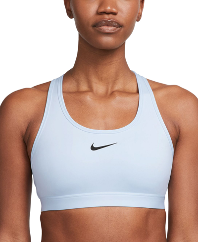 Shop Nike Women's Swoosh Padded Medium-impact Sports Bra In Blue Tint