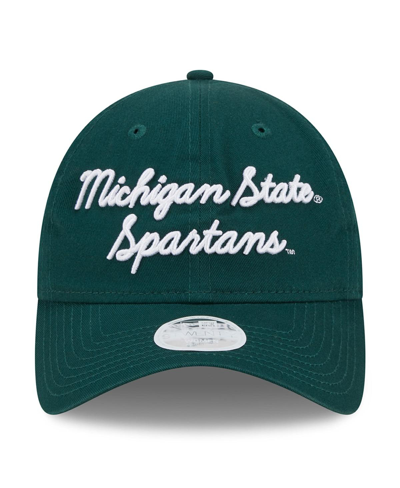 Shop New Era Women's  Green Michigan State Spartans Script 9twenty Adjustable Hat