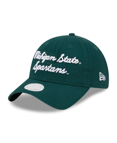 Shop New Era Women's  Green Michigan State Spartans Script 9twenty Adjustable Hat