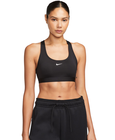 Shop Nike Women's Swoosh Light-support Non-padded Sports Bra In Black