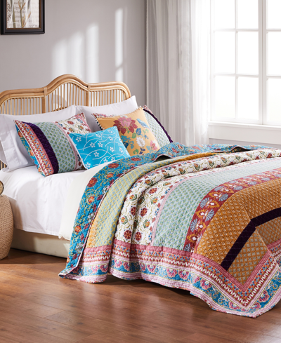 Greenland Home Fashions Thalia Cotton Reversible 5 Piece Quilt Set, King In Multi