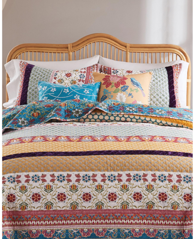 Greenland Home Fashions Thalia Cotton Reversible 5 Piece Quilt Set, King In Multi