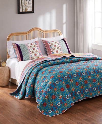 Greenland Home Fashions Thalia Cotton Reversible 5 Piece Quilt Set, King In Multi