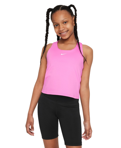 Shop Nike Big Girls Dri-fit Swoosh Tank Sports Bra In Playful Pink