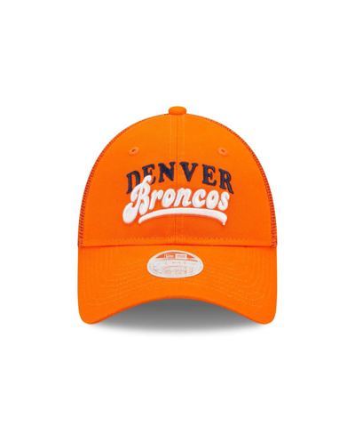 Shop New Era Women's  Orange Denver Broncos Team Trucker 9forty Snapback Hat