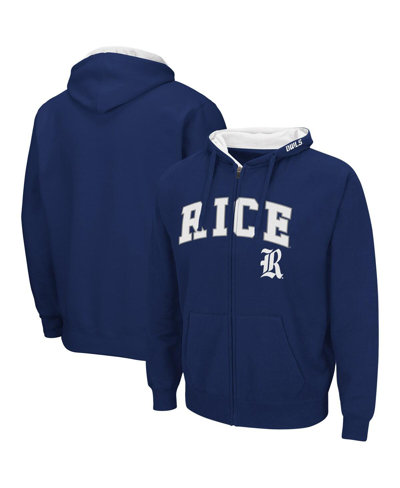 Colosseum Men's  Navy Rice Owls Arch And Logo 3.0 Full-zip Hoodie In Navy