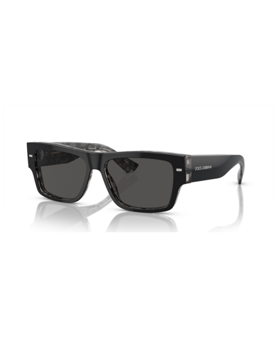 Shop Dolce & Gabbana Men's Low Bridge Fit Sunglasses Dg4451f In Black On Gray Havana