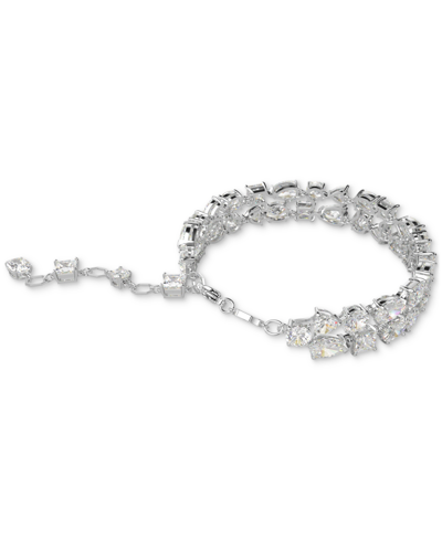 Swarovski Rhodium-plated Mixed Crystal Double-row Flex Bracelet In Silver