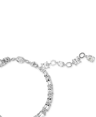 Swarovski Rhodium-plated Mixed Crystal Double-row Flex Bracelet In Silver