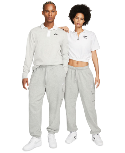 Shop Nike Women's Sportswear Club Fleece Mid-rise Oversized Cargo Sweatpants In Dark Grey Heather