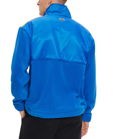 Hugo Boss Boss X Nfl Fumble Mixed Media Quarter Zip Pullover In Bright Blue