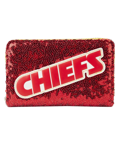 Shop Loungefly Women's  Kansas City Chiefs Sequin Zip-around Wallet In Red,yellow