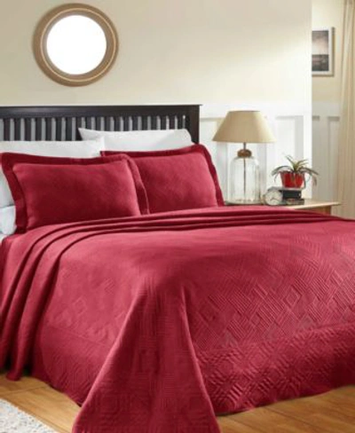 Shop Superior Geometric Fret Textured Jacquard Matelasse All Season Bedspread Sets In Burgundy