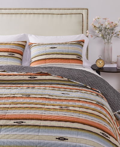 Greenland Home Fashions Painted Desert Reversible 3 Piece Quilt Set, King In Rose